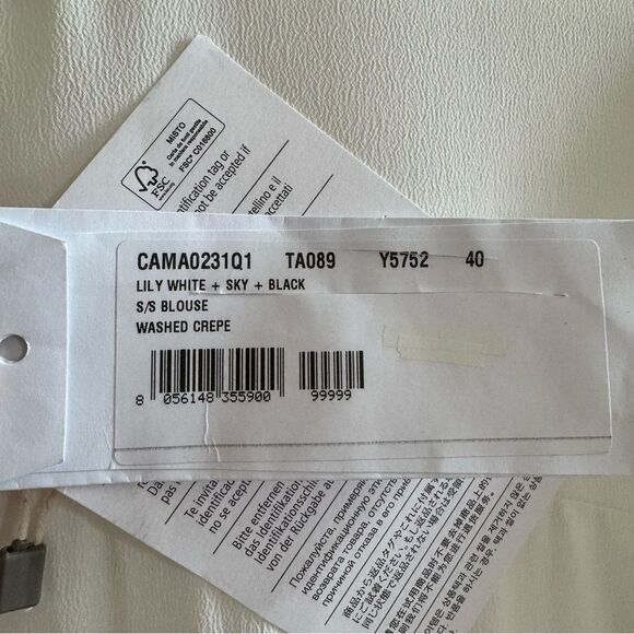 MARNI Peplum Blouse Size 4 Silk Blend Short Sleeve Color Block Semisheer - Picture 7 of 14